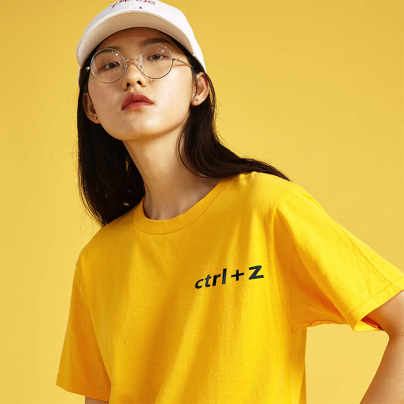 irritable如果可以重来键ctrl z情侣装bf风潮女宽松圆领短袖t恤女