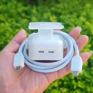 蘋果iPhone16 max 30W 35W雙口充電器殼數據線保護套纏繞繩 15pro
