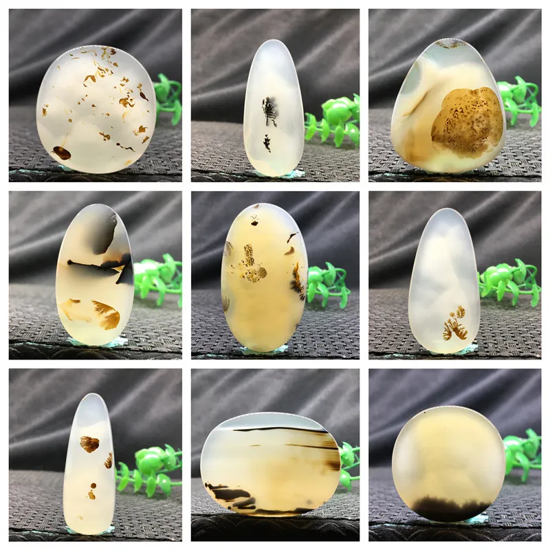 马料原石海洋玉髓吊坠精品奇石风景草花百搭玛瑙男女款挂件送礼S2