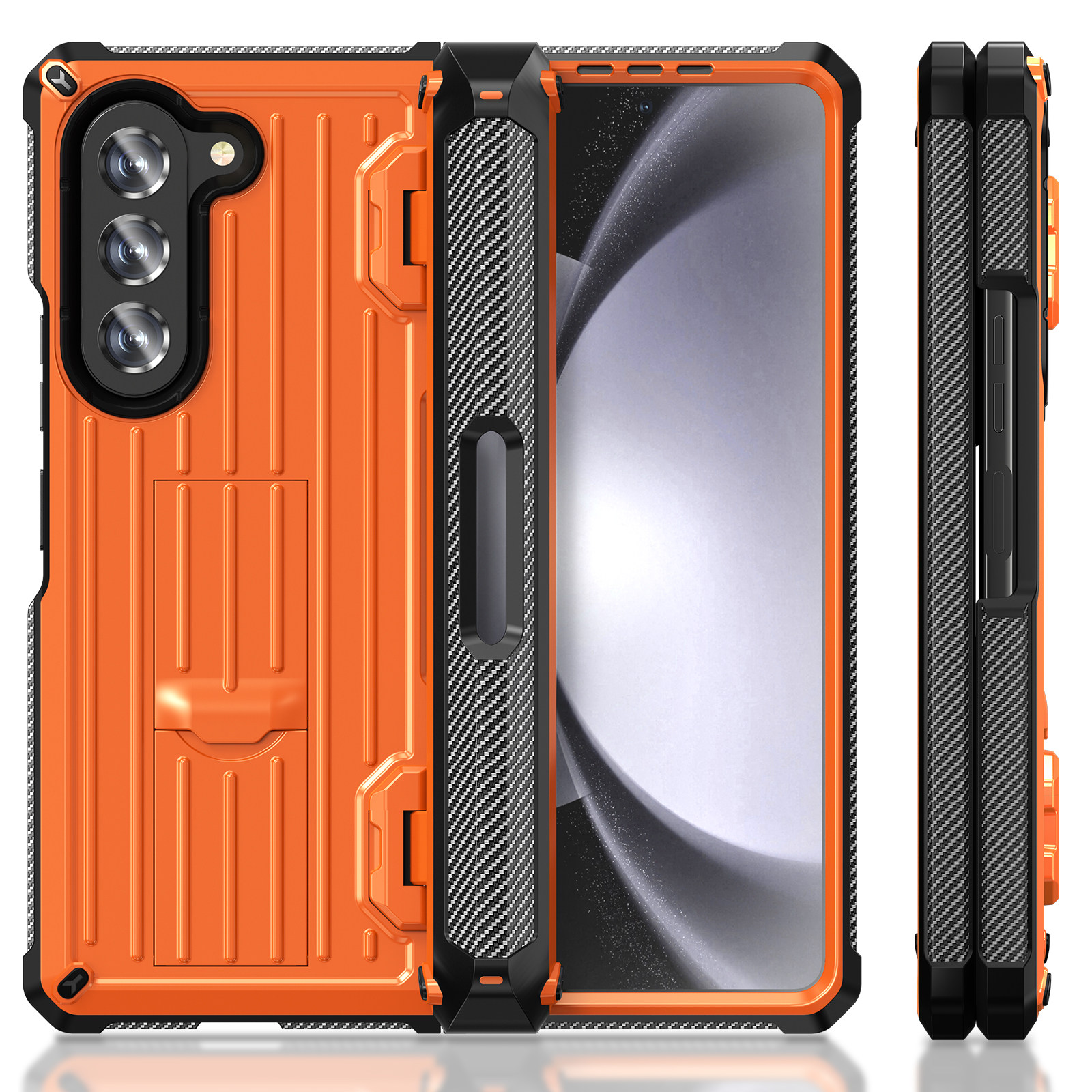 三星Galaxy Z fold3fold4fold5机械战士条纹朋克风三防防摔设计军事未来感折叠轻奢户外越野风美式支架手机壳
