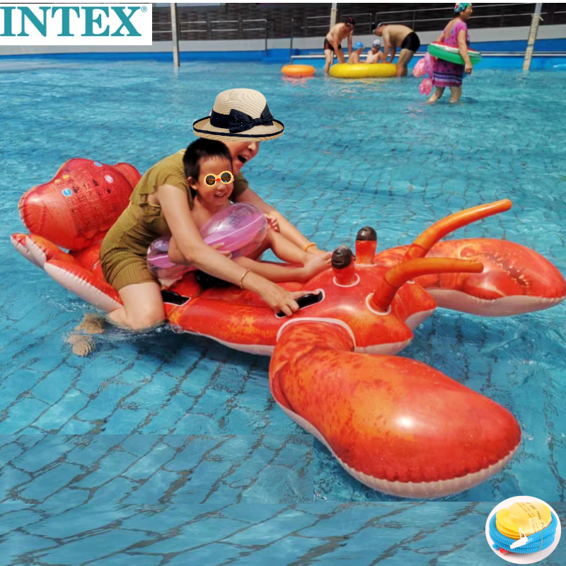 正品大号2人充气大龙虾水上坐骑情侣摄影玩双人冲气鳄鱼泳池玩具