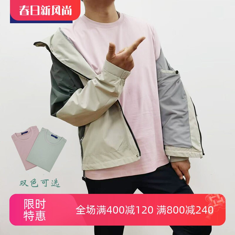 TONY WEAR汤尼威尔夏季含蚕丝透气短袖清新圆领舒适休闲男士T恤衫