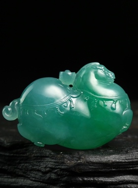 缅甸翡翠A货 丰盈健硕满绿唐马 -K3811K41