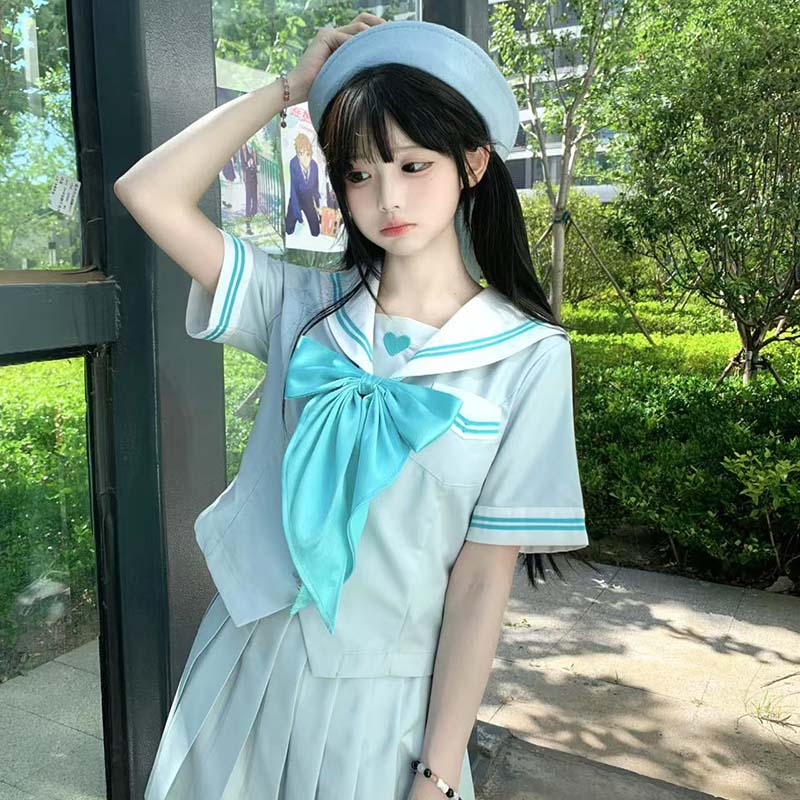 格瑞斯JK原创【薄荷甜心】收腰水手服日系学院风薄荷色制服套装