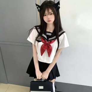 【格瑞斯】原创正版水手服jk制服校供学院风短袖绀色基础款套装女
