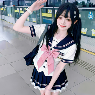 格瑞斯【奶糖喵】原创正版JK水手服套装日系收腰显瘦甜美可爱风