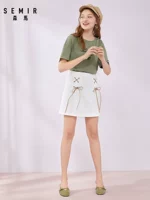 Semir, летняя хлопковая милая черная юбка с бантиком, А-силуэт