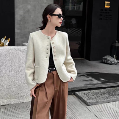 气质双面羊绒大衣短款