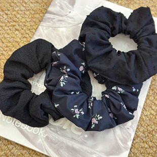 一袋星星夏季 简约黑色系大肠发圈气质网红扎头发皮筋发绳头饰女