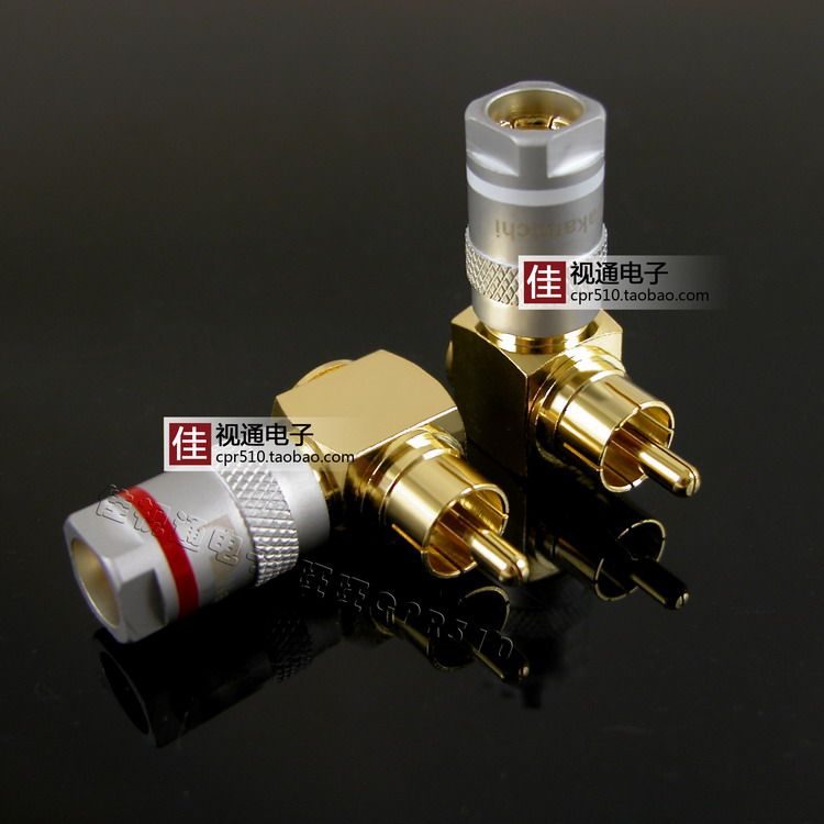 免焊中道全铜av音视频线接头莲花头rca头机顶盒音响 90度直角弯头