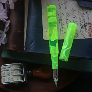 【七十二号笔家】纯手工制作彩墨试色钢笔蘸水笔连帽玻璃笔新文具