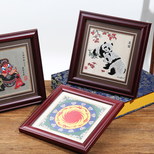 蜀锦熊猫框画 中国风礼物 家居摆件送外宾四川成都特色工艺纪念品