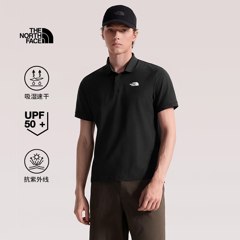 The North Face北面Polo衫T恤男户外休闲翻领短袖87W2