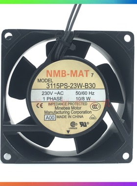 日本 NMB 8CM 3115PS-23W-B30 AC230V 10/8W 8038 耐高温散热风扇