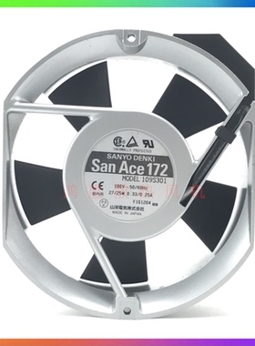 SANYO三洋 109S301 AC100V 27/25W 0.33/0.25A 17251铝框交流风扇