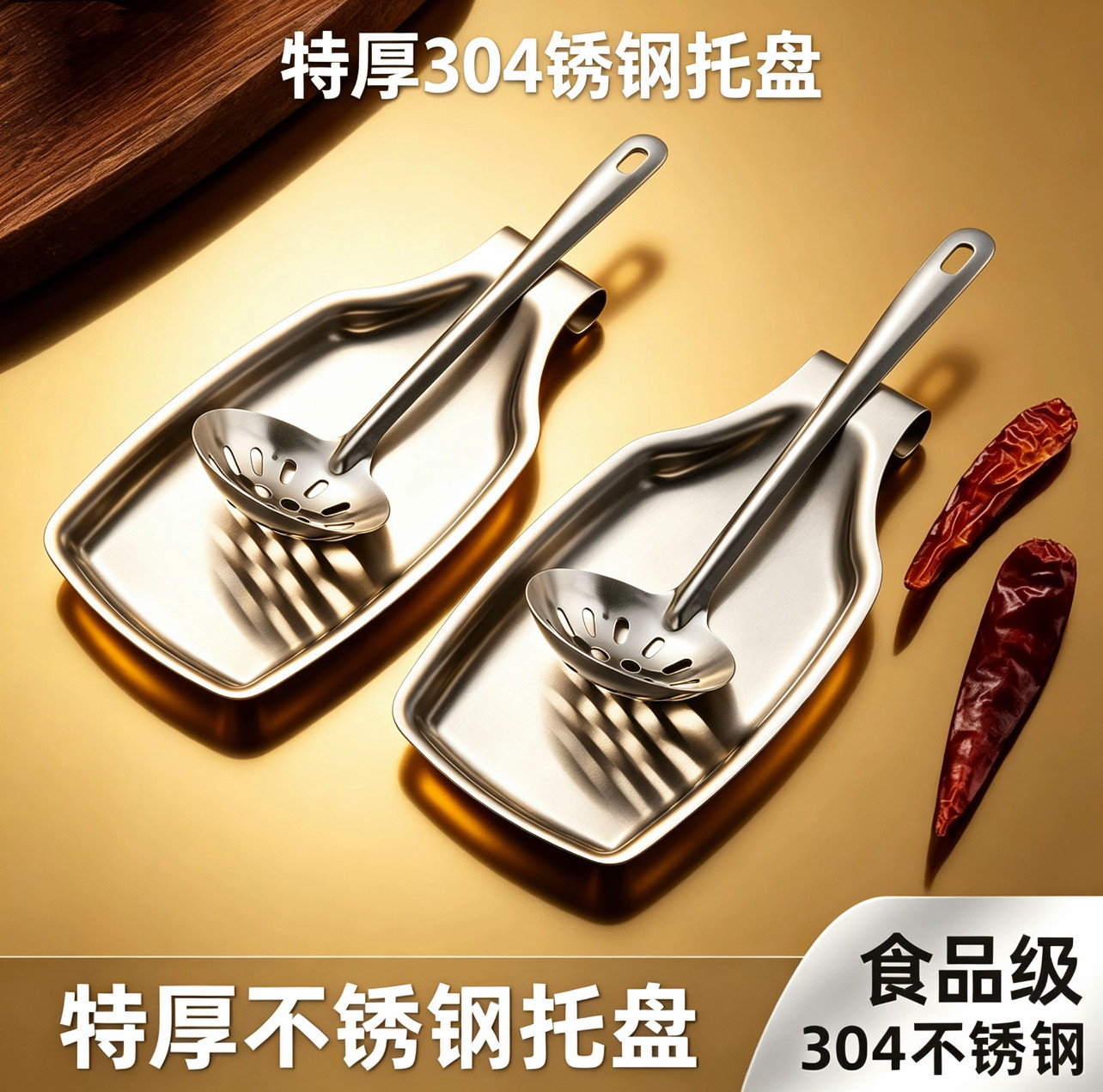 304不锈钢锅铲置物架厨房饭勺汤勺架餐具收纳托盘架子搁盘