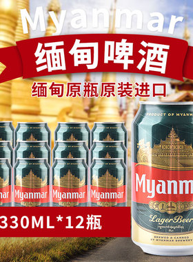 12罐装缅甸进口Myanmar缅玛啤酒330ml小麦精酿黄啤酒易拉罐装