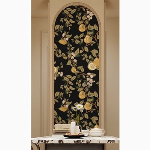 定制无缝瑞典进口风格 壁布 墙布北欧柠檬树复古卧室客厅玄关法式
