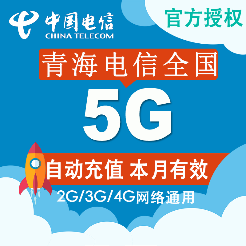 青海电信流量充值 全国5G流量包 支持4G3G2G手机流量充值卡包月CZ