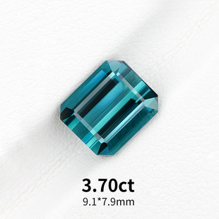 3.70ct小八角Lagoon碧玺裸石精切天然蓝绿碧玺高级彩宝定制镶嵌