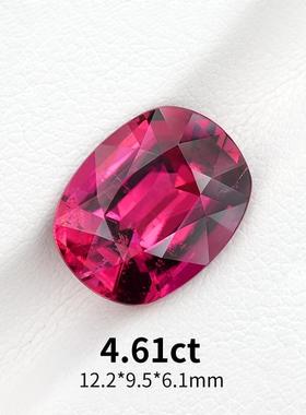 4.61ct阿富汗天然卢比来碧玺裸石椭圆戒面红色宝石全反火玻璃体