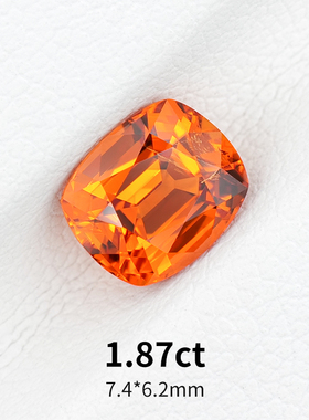 1.87ct天然芬达石裸石精切枕形芬达石榴石戒面橙黄宝石珠宝定制