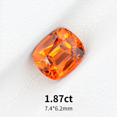 1.87ct天然芬达石裸石精切枕形芬达石榴石戒面橙黄宝石珠宝定制