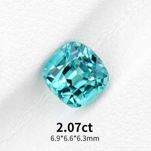 2.07ct天然薄荷绿碧玺Tiffany蓝阿富汗蓝绿碧玺枕形戒面裸石宝石