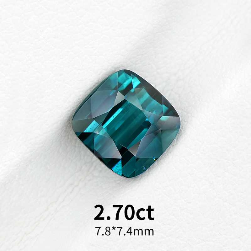 2.70ct天然蓝绿碧玺枕形精切Indigo蓝碧玺裸石彩宝珠宝定制镶嵌