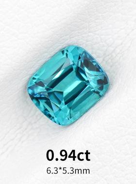 0.94ct天然阿富汗蓝绿碧玺裸石Lagoon色宝石枕形戒面彩宝珠宝定制