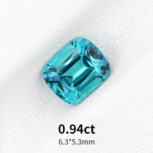 0.94ct天然阿富汗蓝绿碧玺裸石Lagoon色宝石枕形戒面彩宝珠宝定制