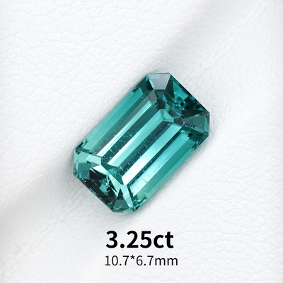 3.25ct小八角精切天然lagoon碧玺蓝绿碧玺裸石戒面珠宝定制镶嵌