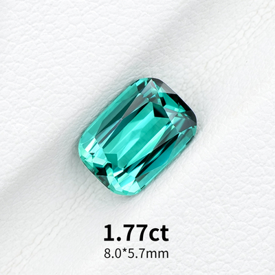 1.77ct枕形天然蓝绿碧玺宝石全净精切戒面全反火Lagoon裸石定制