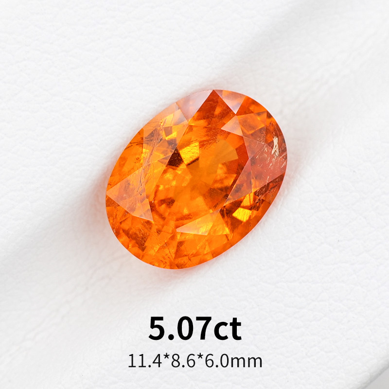 5.07ct天然芬达石裸石椭圆芬达石榴石戒面橙色宝石珠宝定制彩宝