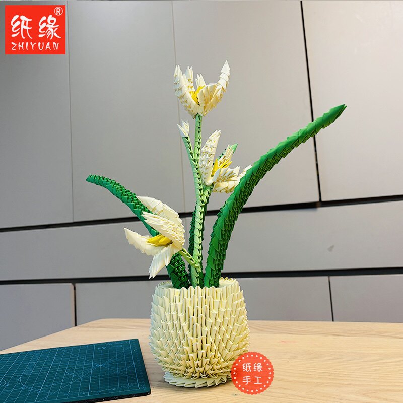 纸缘手工三角插折纸兰花材料包可选择手工制作成品摆件手工兰花