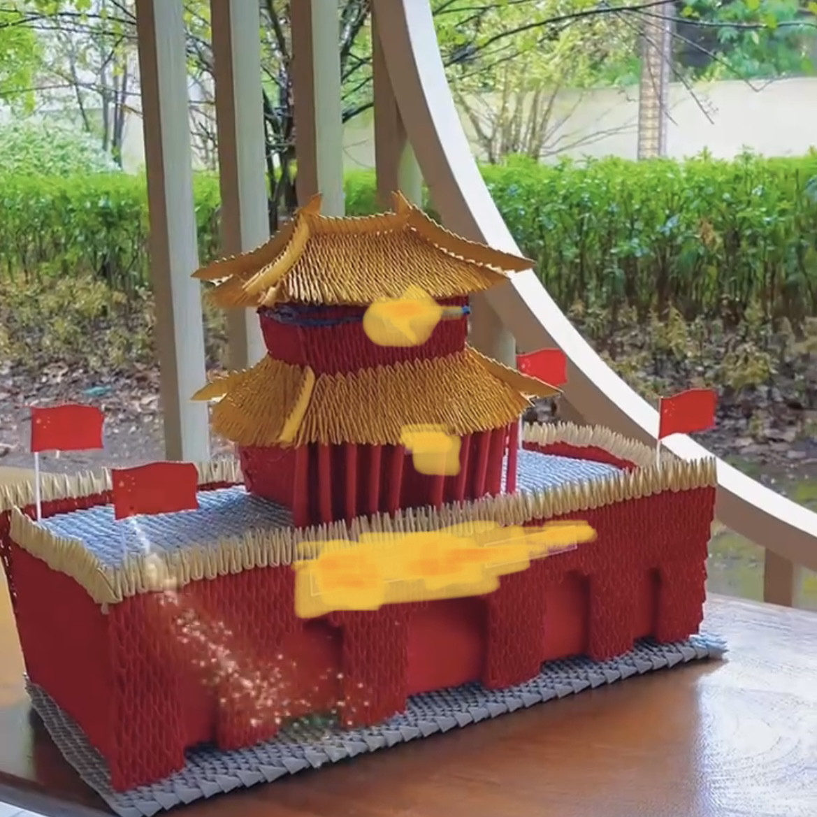 纸缘手工三角插国庆手工折纸作品天安门立体手工制作材料包学生