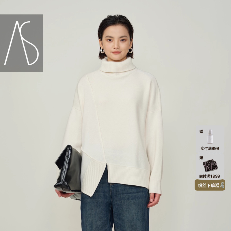 AS高领不对称宽松百搭保暖毛衣