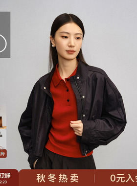 AS休闲外套女新款宽松显瘦百搭立领设计感夹克通勤休闲上衣