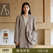 西装 外套女26春季 新款 AS长袖 日常通勤简约系带宽松显瘦中长款 外套