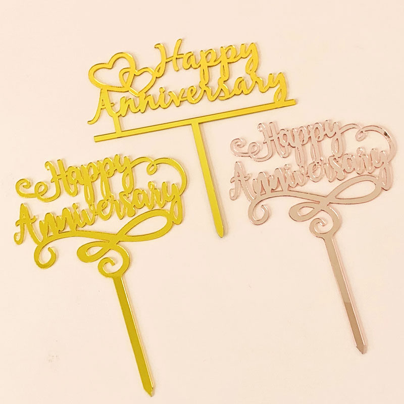 爱心周年纪念日happy anniversary蛋糕装饰插牌情人节love插件片