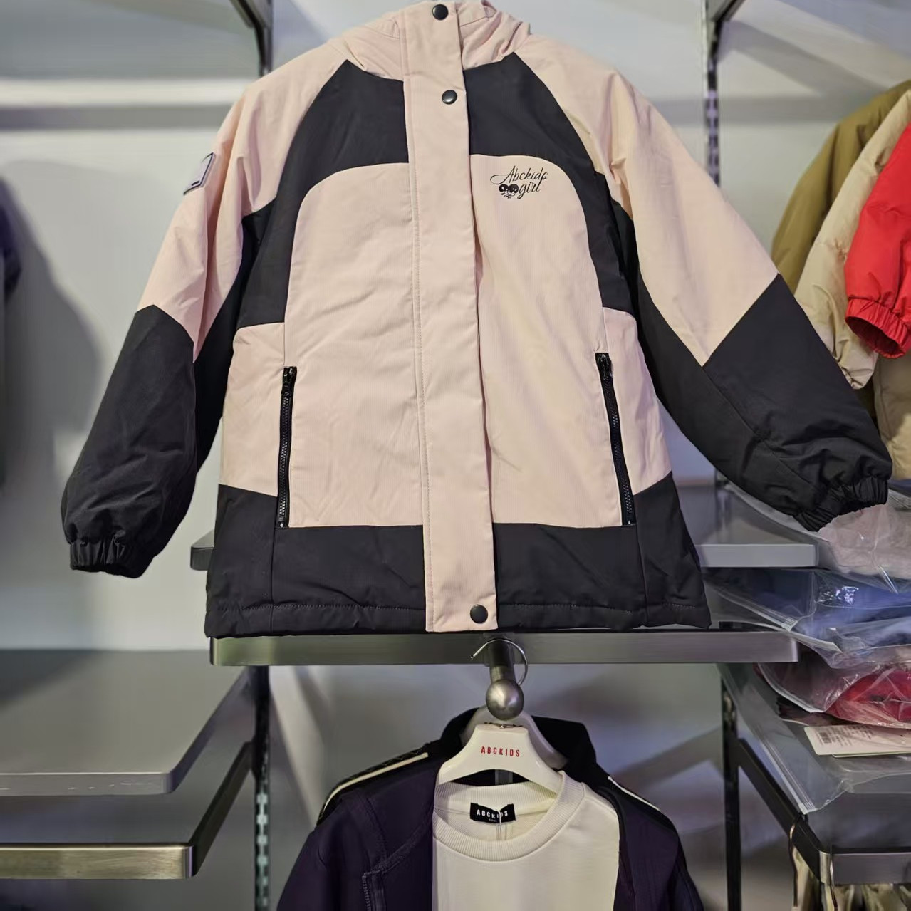 正品abckids童装2025冬季女童中长款厚保暖羽绒服外套F551309025