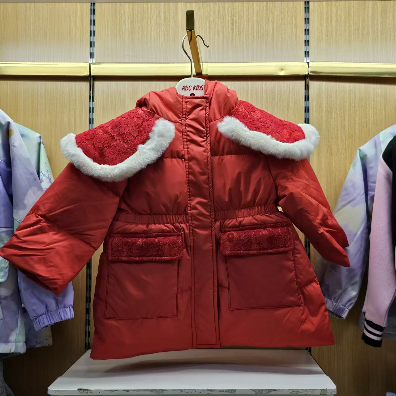 abckids童装2024冬新款女小童洋气年装时尚羽绒服外套F451209279