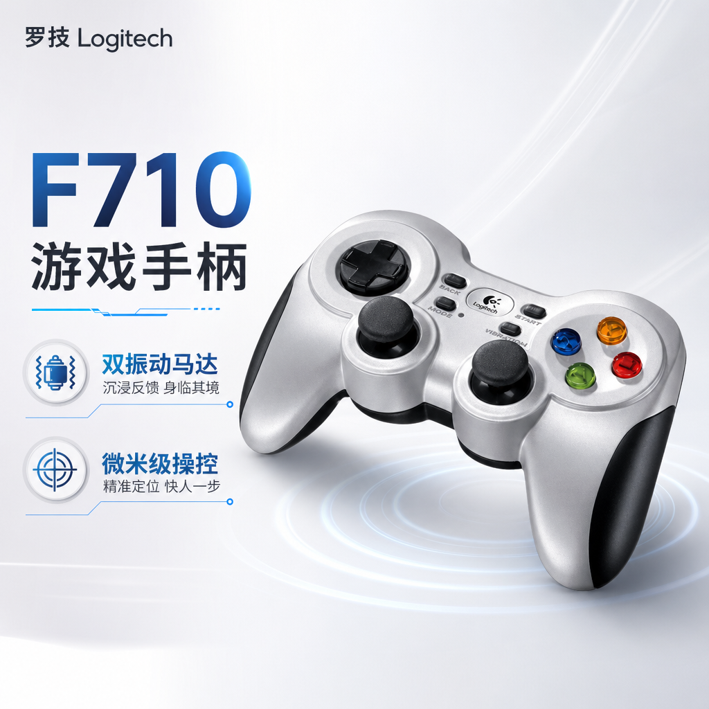 罗技F710游戏手柄无线遥控双马达震动控制器摇杆2.4G技术即插即用