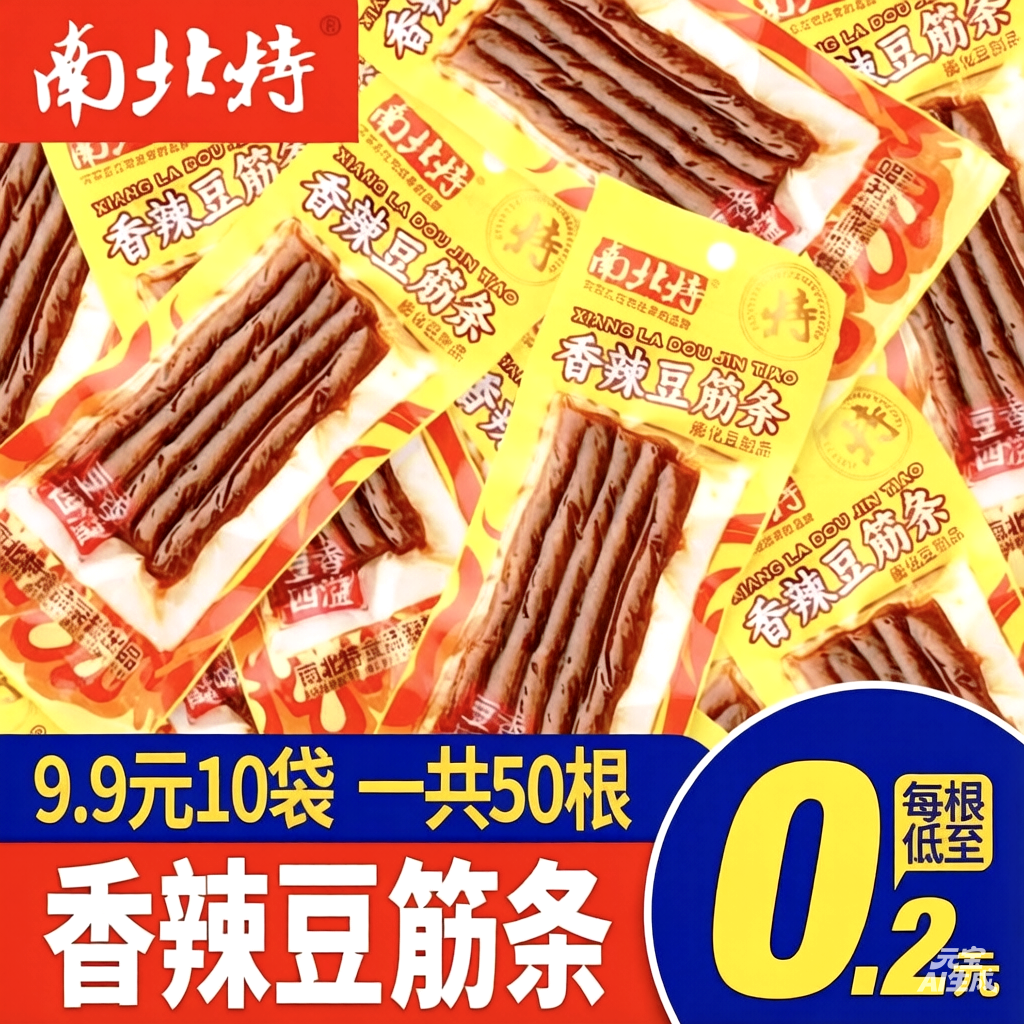 南北特香辣大豆牛筋条儿时怀旧棒面筋麻辣豆筋网红爆款小零食礼包