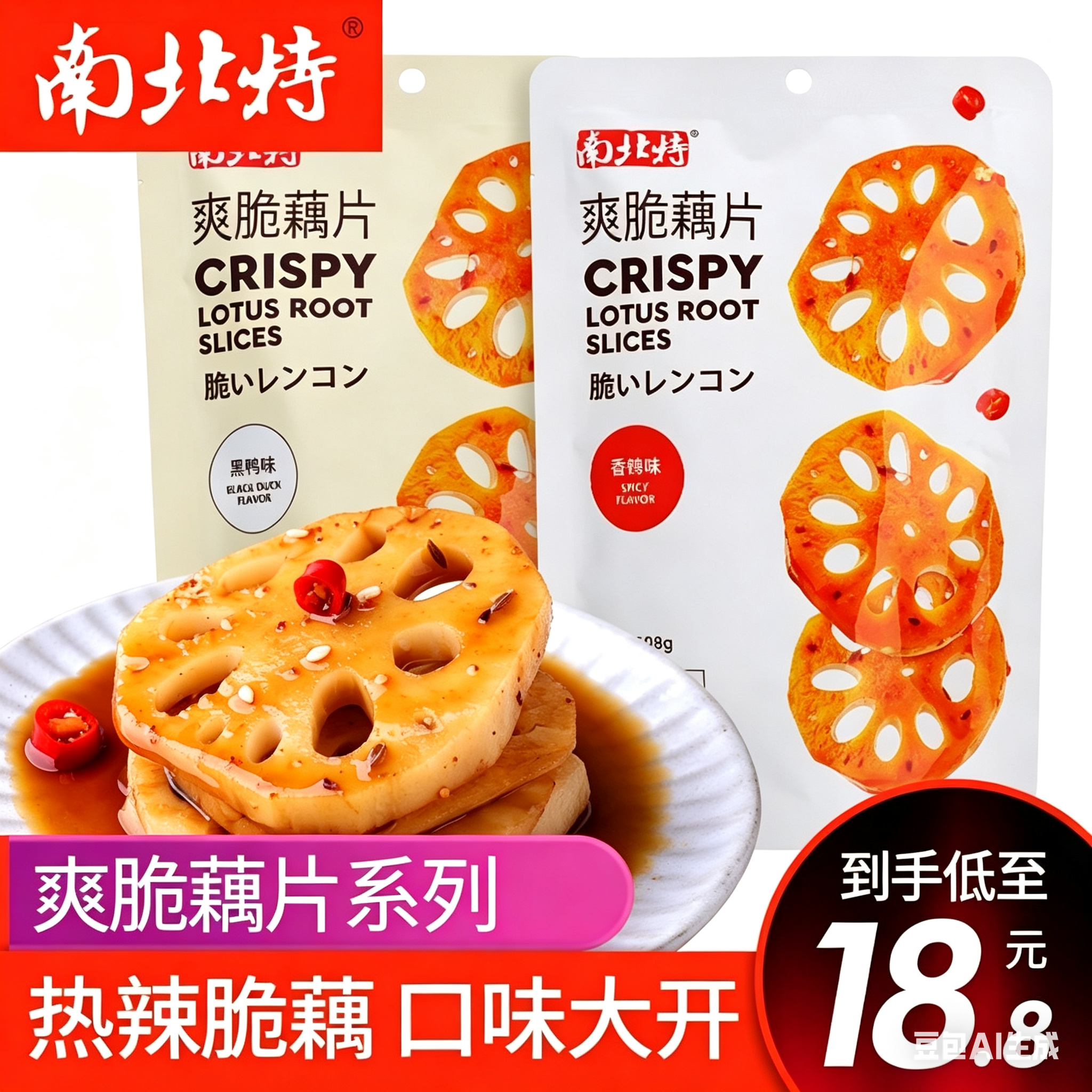 南北特100g卤藕片香辣麻辣即食莲藕块散装小包装零食小吃休闲食品