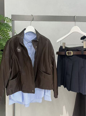 麦家商场同款26年春季新款时尚立领百搭短款皮衣外套女4H8212611Q
