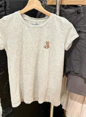 brandy baby夏季新款小熊刺绣圆领短袖T恤女韩版宽松休闲百搭少女