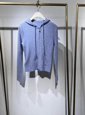 MM麦家商场同款连帽双拉链毛衣2026新款百搭针织衫女3H2130181