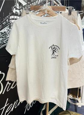 brandy baby新款Austin印花白色短袖全棉宽松T恤bm正肩打底上衣