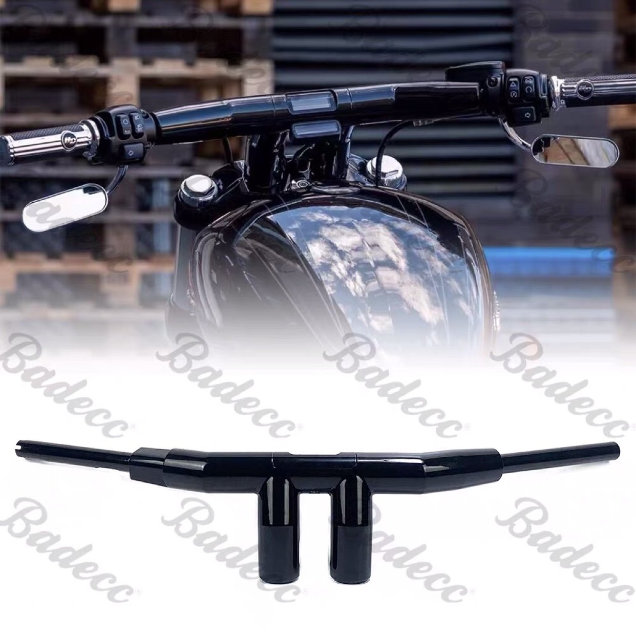 哈雷改装车把突破者街霸标准软尾专用2英寸t型车把内置仪表设计